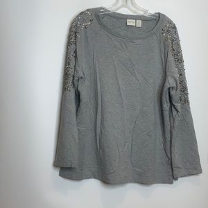 Zenergy by Chicos Gray Top Chico Size 2 L Large 12